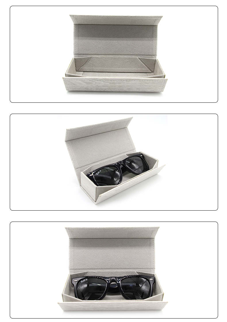W08 Prilagojen pu lesni usnjeni material material za zaščito okolja zložljiva pravokotna ročno izdelana torbica za očala (10)