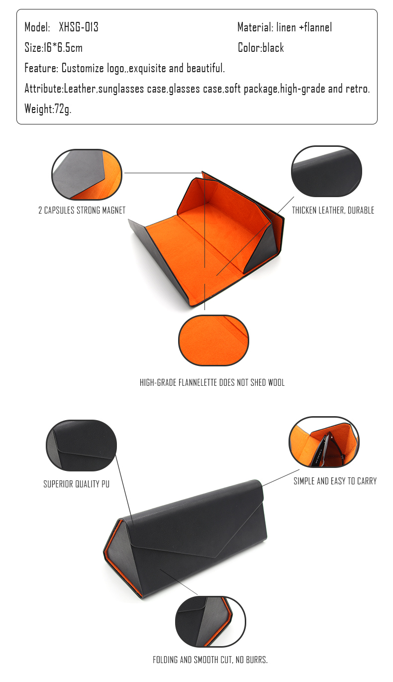 W53 Преклопен триаголник со магнетна тврда кутија за очила за сонце за дизајн на брендирање (11)