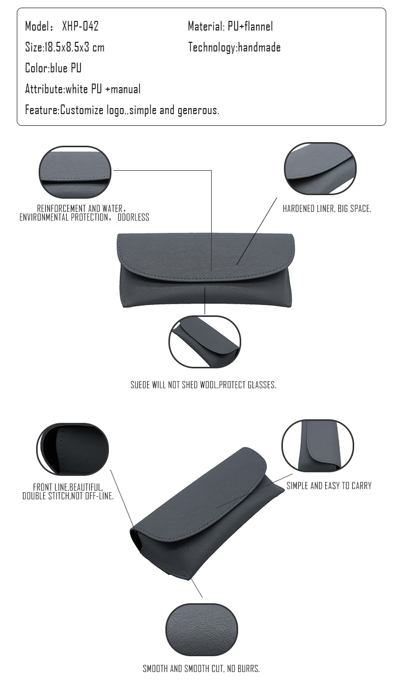 XHP-042 ڈیزائنر شیشے کا کیس چمڑے کے نرم پرسنلائزڈ چشموں کا کیس (13)