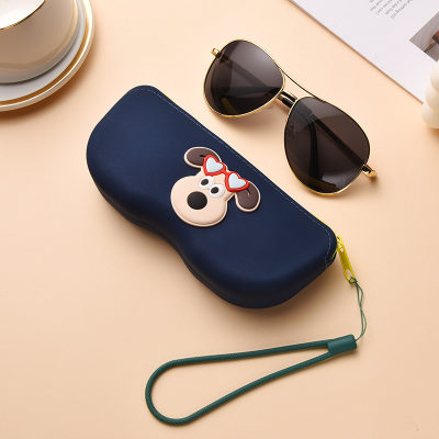 Children's zipper silicone glasses case