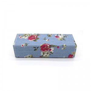 W07 Custom flower fabric handmade folding rectangular cloth glasses case