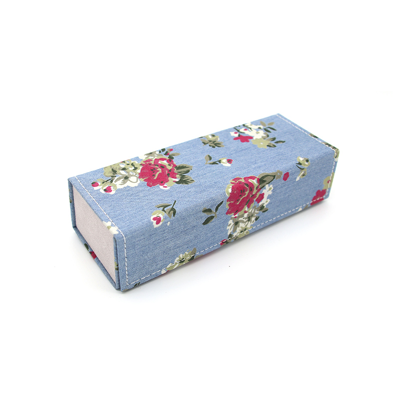 W07 Custom flower fabric handmade folding rectangular cloth glasses case – Xinghong detail pictures