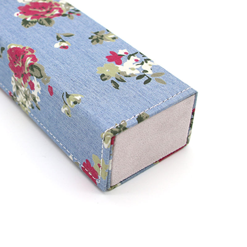 W07 Custom flower fabric handmade folding rectangular cloth glasses case – Xinghong detail pictures