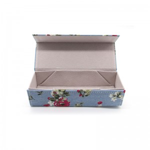 W07 Custom flower fabric handmade folding rectangular cloth glasses case