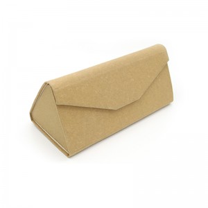 W53 Kraft paper Wholesale Premium Leather Triangle Folding Custom Glasses Case Spectacle Case