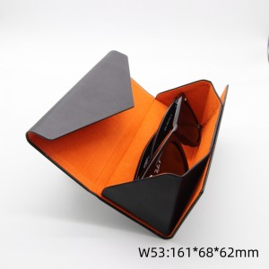 Triangular Folding Eyeglasses Case, PU Leather Foldable Eyewear Case