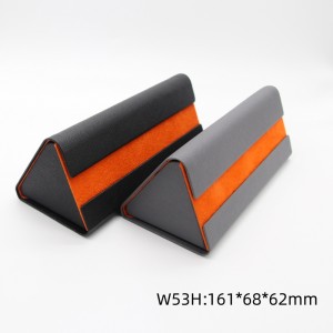 Triangular Folding Eyeglasses Case, PU Leather Foldable Eyewear Case
