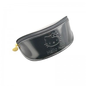XHP-015 custom black zipper PVC leather handmade hard glasses case
