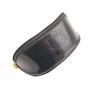 XHP-015 custom black zipper PVC leather handmade hard glasses case