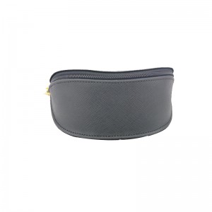 XHP-015 custom black zipper PVC leather handmade hard glasses case