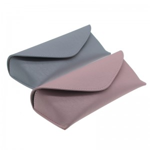 Fast delivery China custom Black Soft pu leather Handmade Glasses Case