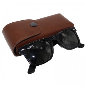 XHP-044 XHP-051 hard Leather soft Sun Glass Pouch button glasses bag Eyeglass Sleeve Case