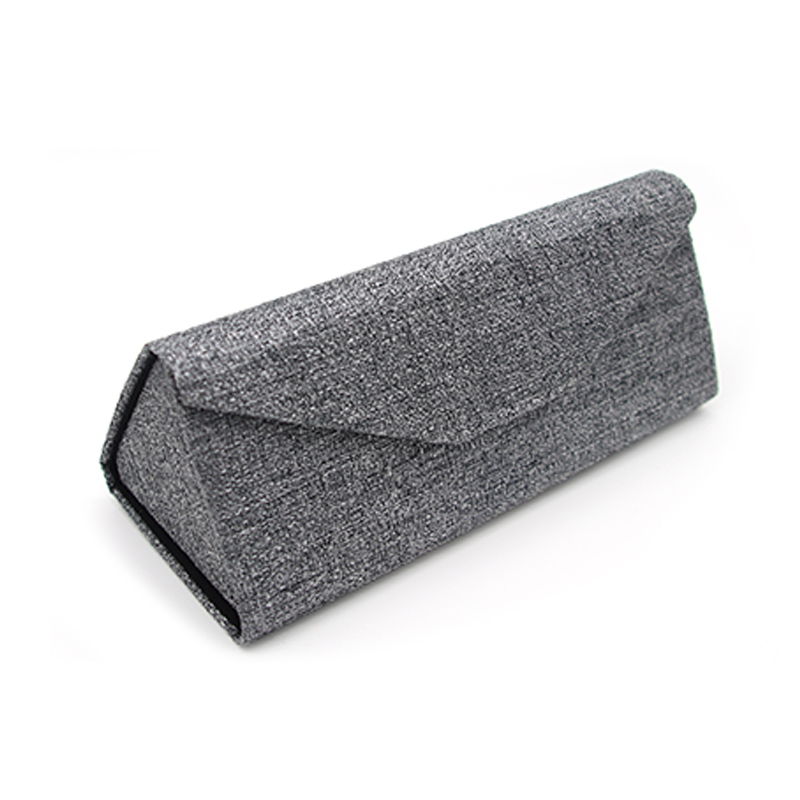 XHSG-011 Leather Triangle Sunglasses Case Eyeglasses Metal Case With Magnetic Closure Optical Glasses Case (1)