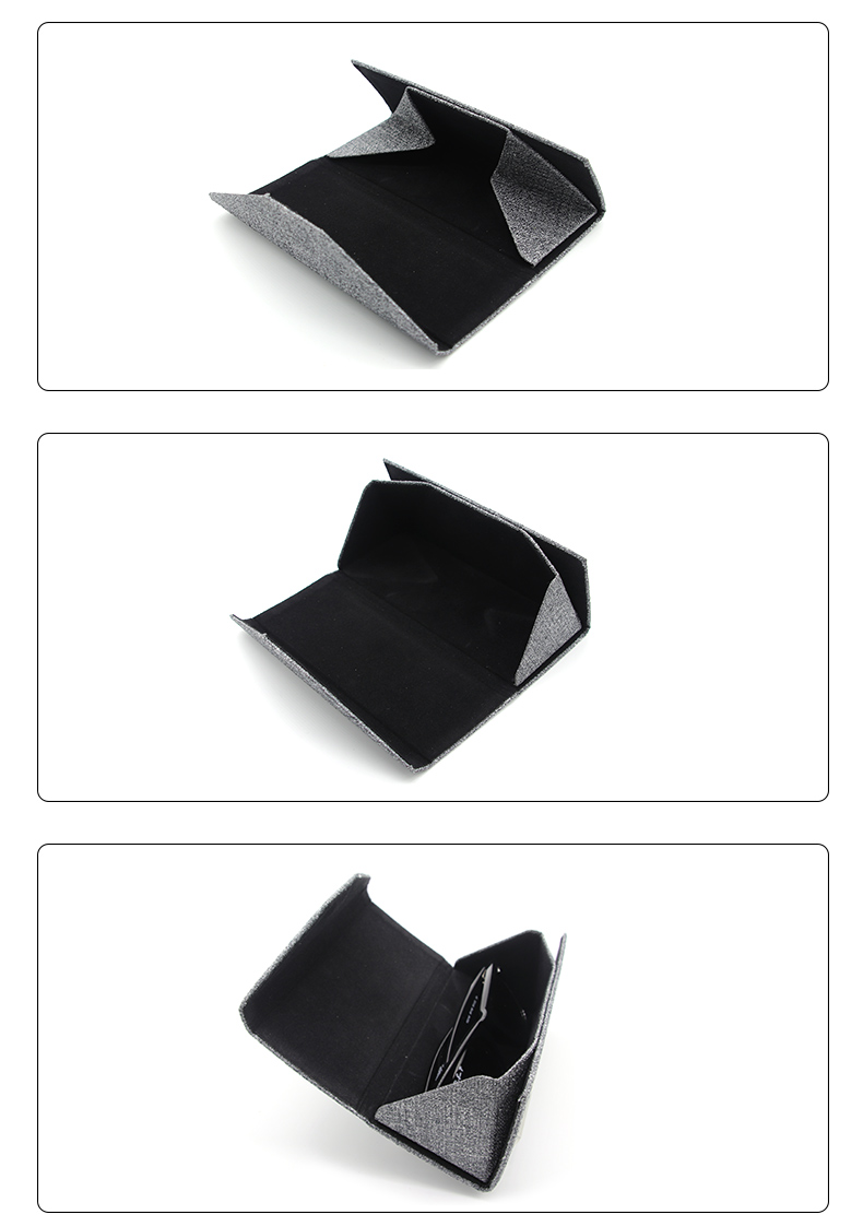 XHSG-011 Leather Triangle Sunglasses Case Eyeglasses Metal Case With Magnetic Closure Optical Glasses Case (3)