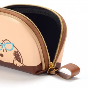 XJT-01 Handmade Leather Zipper Print Cartoon Eyewear Case sunglasses case