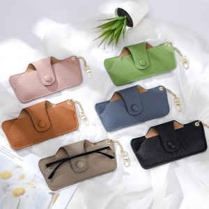 XJT-02 Portable Head Layer Cowhide Eco-friendly Eyeglasses Bag Eyewear Storage Bag