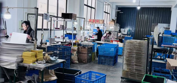 Skilled Workers at Eyewear Case Production Line