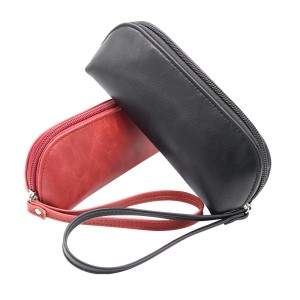 XHP-060 custom carry belt zipper sunglasses travel case soft glasses case leather eyeglass case