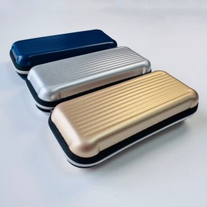 EVA zipped eyewear case Luggage-style eyewear case Metal-trimmed leather eyewear case