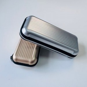 EVA zipped eyewear case Luggage-style eyewear case Metal-trimmed leather eyewear case
