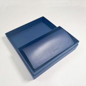 Deep Sea Blue Eyewear Packaging Set｜Leather Case, Rigid Box, Cleaning Cloth, Card – Unboxing Experience